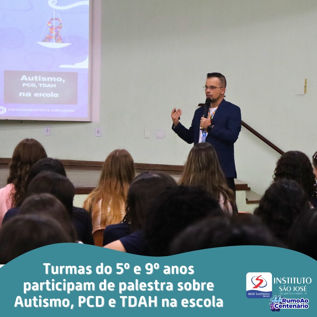 Turmas do 5º e 9º anos participam de palestra sobre Autismo, PCD e TDAH na Escola