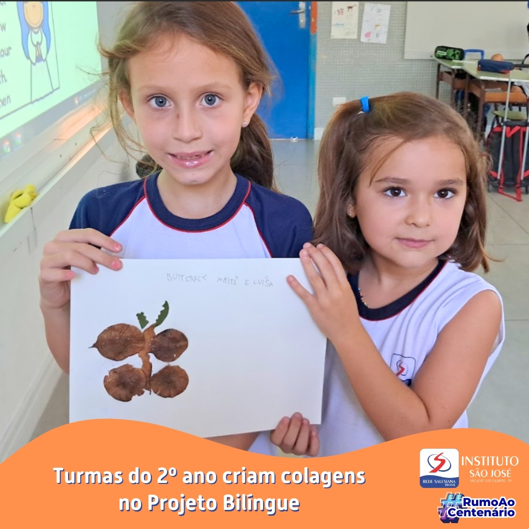 Turmas do 2º ano criam colagens no Projeto Bilíngue