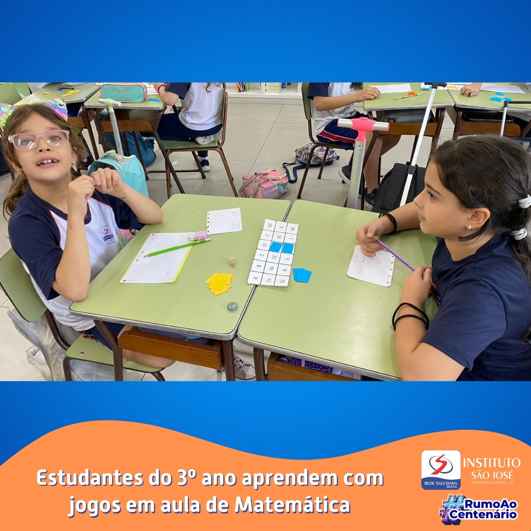 Estudantes do 3º ano do Ensino Fundamental aprendem com jogos em aula de Matemática